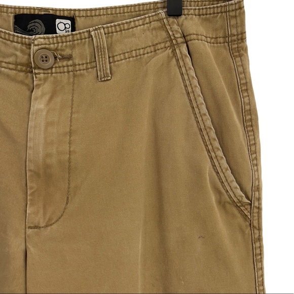 OP Ocean Pacific Chino Shorts Flat Front Relaxed Fit Distressed 100% Cotton | 35 - Picture 4 of 7